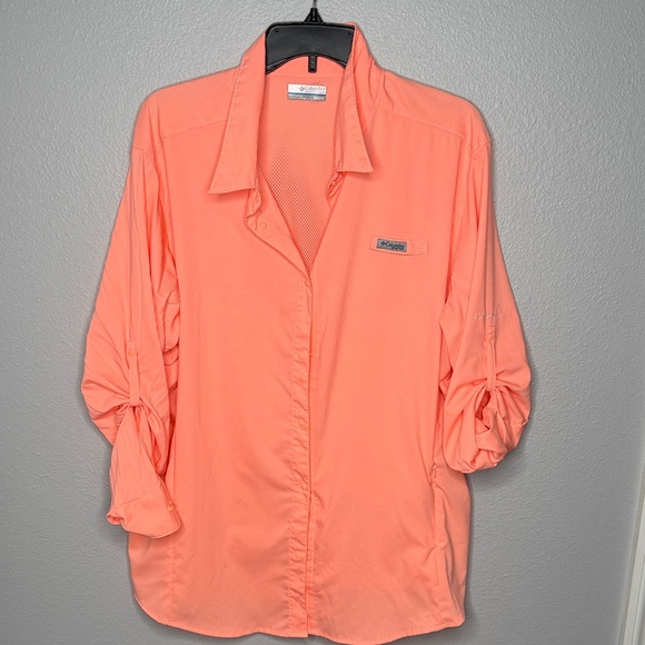 Columbia Women's Peach Button-Down Shirt - Picture 2 of 6